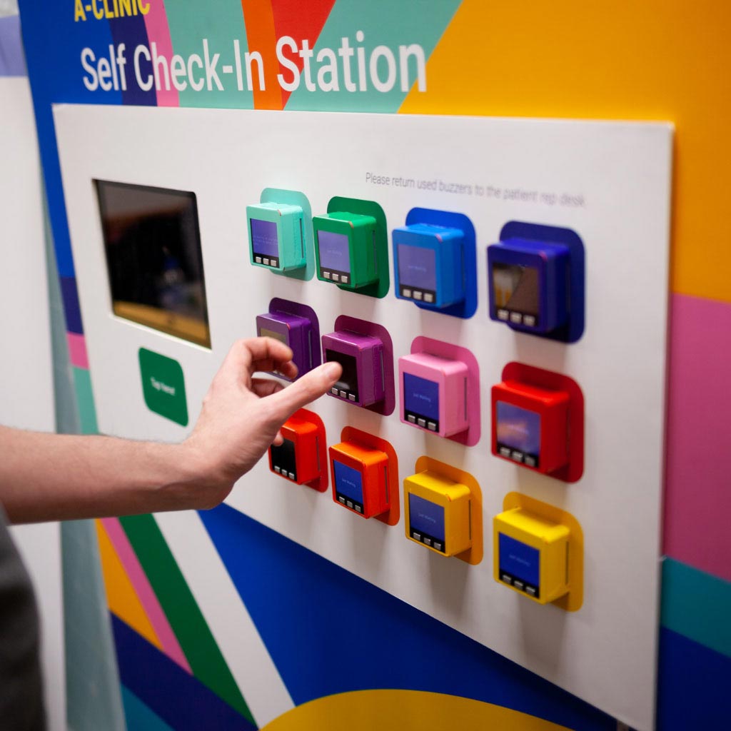 Photo of an in-hospital live prototype for a self-check-in station